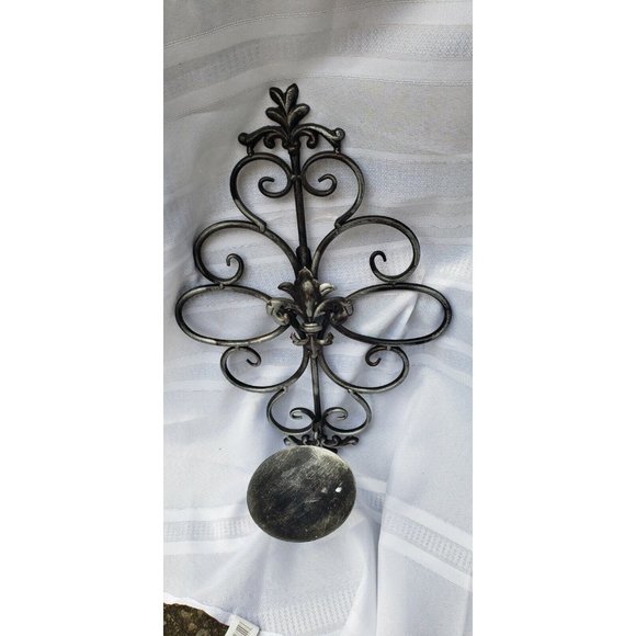 Iron Scroll Candle Holder Sconce Wall Mount. 3-Wick Candle. Fleur De Lis Decor - Picture 1 of 7